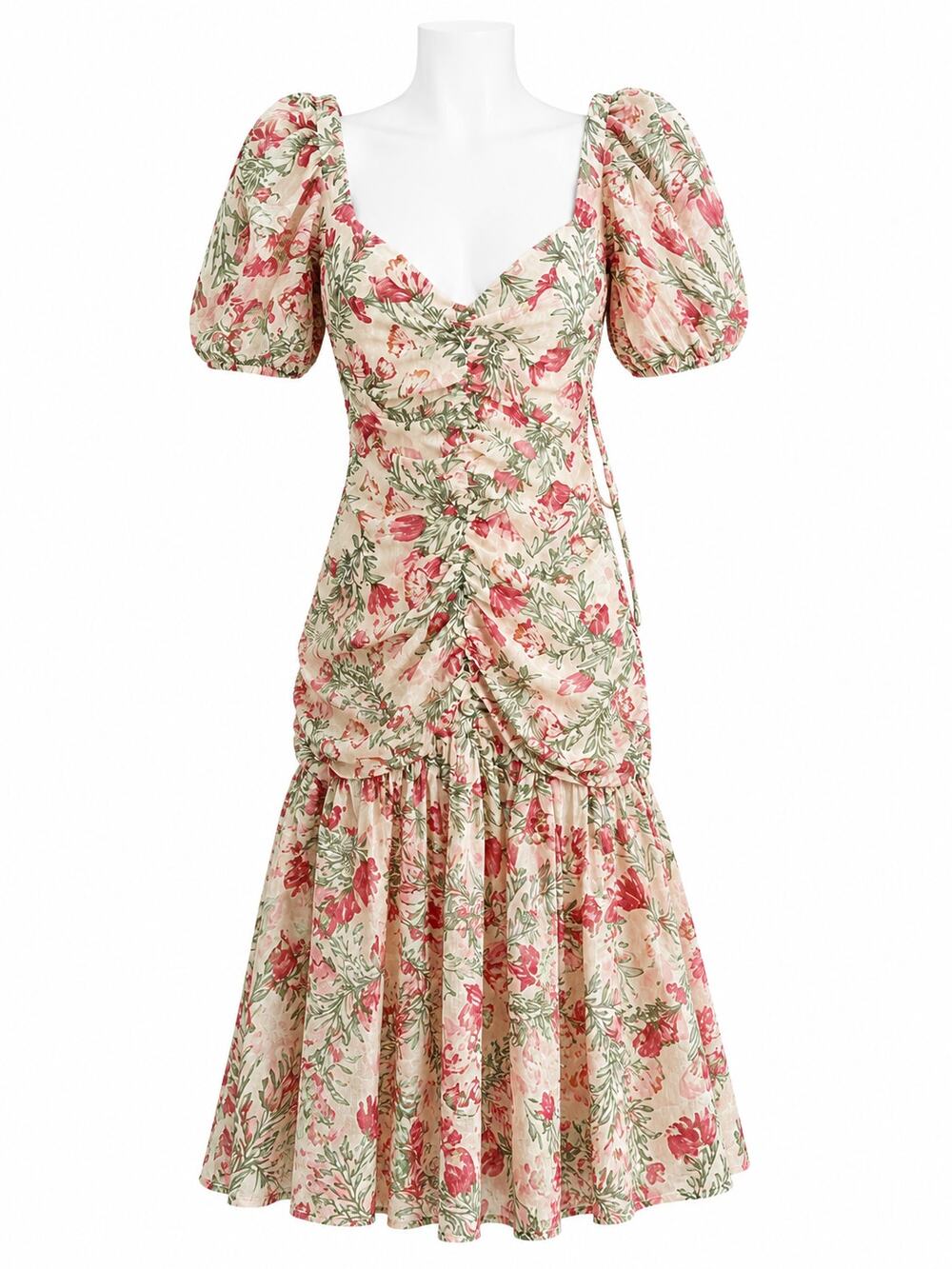 Hello Molly Girl We Got It Ruched Sweetheart Floral Midi Dress - Size 8 - NWT